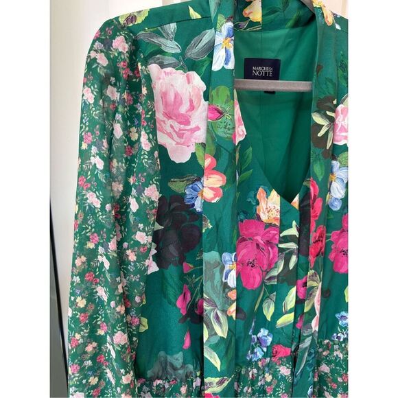 Marchesa Notte Floral Print Midi Length Dress,$795 Sz 8 - Picture 7 of 13